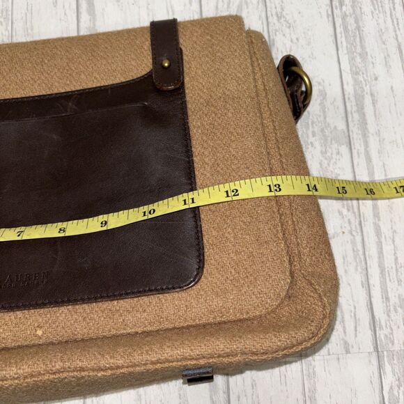 Womens Lauren By Ralph Lauren Vintage Leather Wool Messenger Bag - Picture 9 of 10
